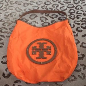 Tory Burch Stacked Logo Hobo Nylon Purse